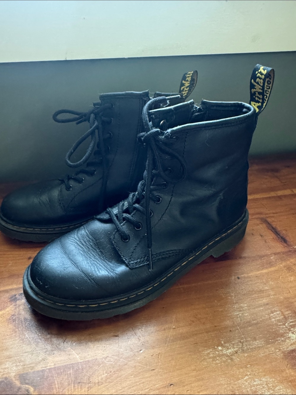 Dr. Martens Black Leather Lace-Up Ankle Booties